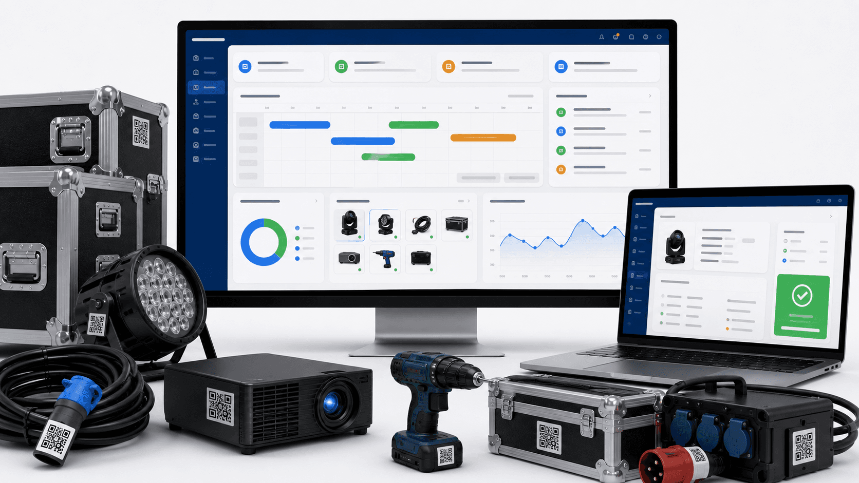 Dashboard Rentalfy para aluguel de equipamentos com disponibilidade e pagamentos